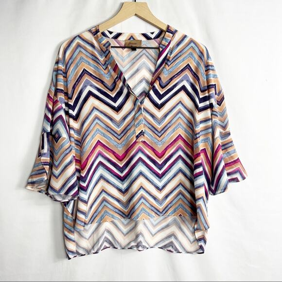ANTHROPOLOGIE Kachel Jayla Zig Zag Silk Top in Size 4 - Picture 2 of 6